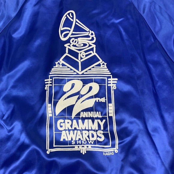 VTG Howe 22nd Grammy Awards 1980 Satin Blue Jacket 70s 80s Blue SZ Small - Picture 3 of 10